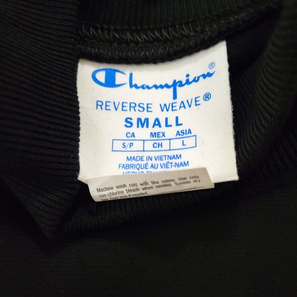 Champion Life Reverse Weave Mockneck Crew, Chenille Vintage Logo Black Applique - Picture 10 of 12